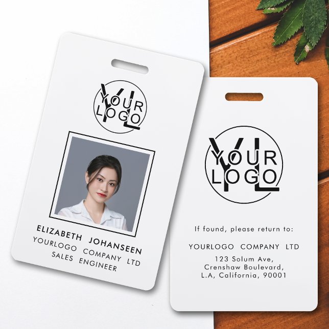 Professional Company Black Logo Employee Photo ID Badge (Creator Uploaded)