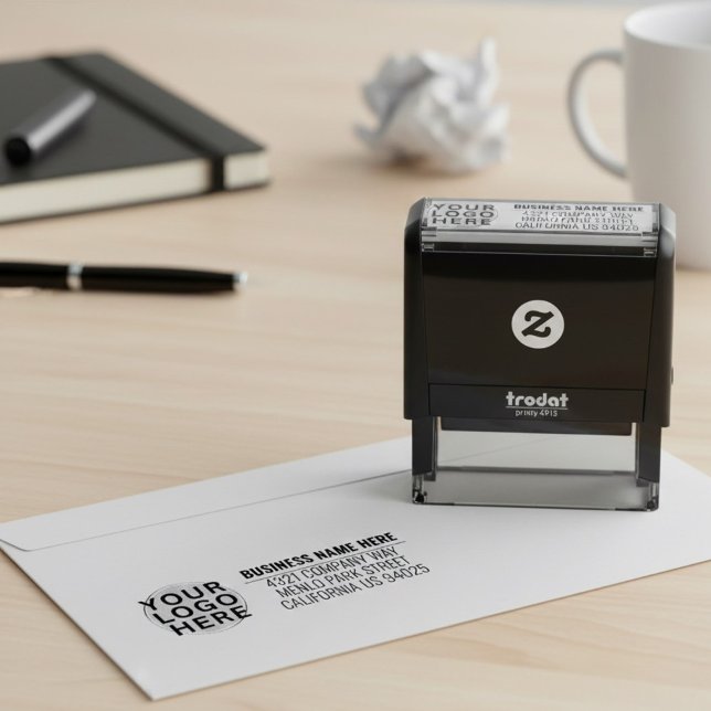 Professional Company Logo, Business Return Address Self-inking Stamp (personalized business mailing stamp, corporate postal return stamper)