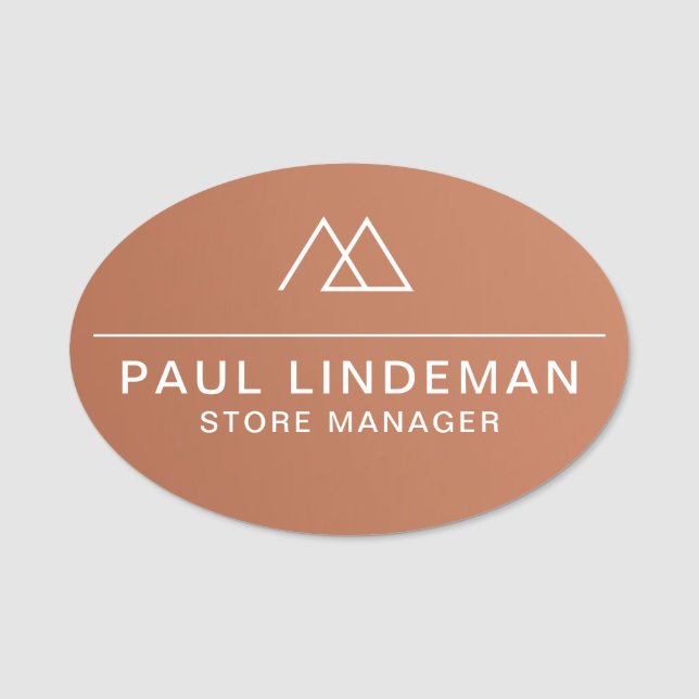 Professional Company Logo Copper Magnetic Employee Name Tag (Front)