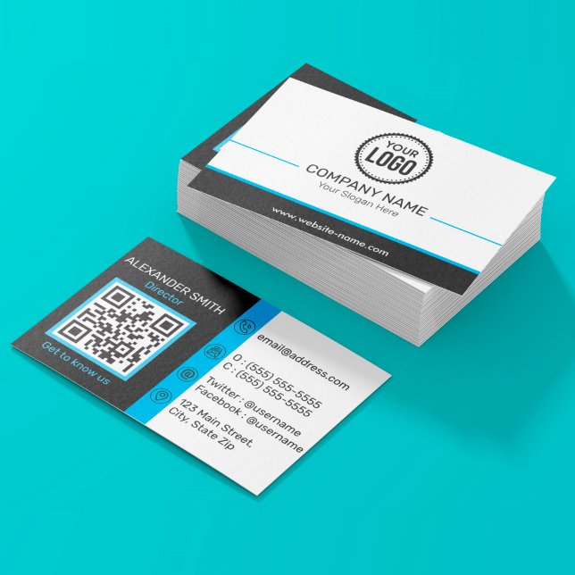 Professional Company Logo Custom Scanning QR Code Business Card (Creator Uploaded)