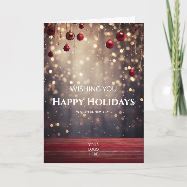 Professional Company Logo Elegant Custom Christmas Holiday Card (Front)