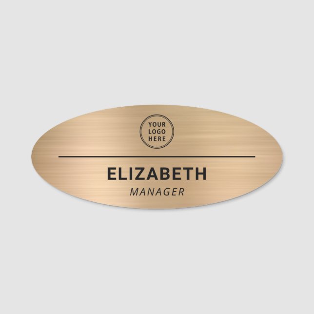 Professional Company Logo Gold Name Tag (Front)
