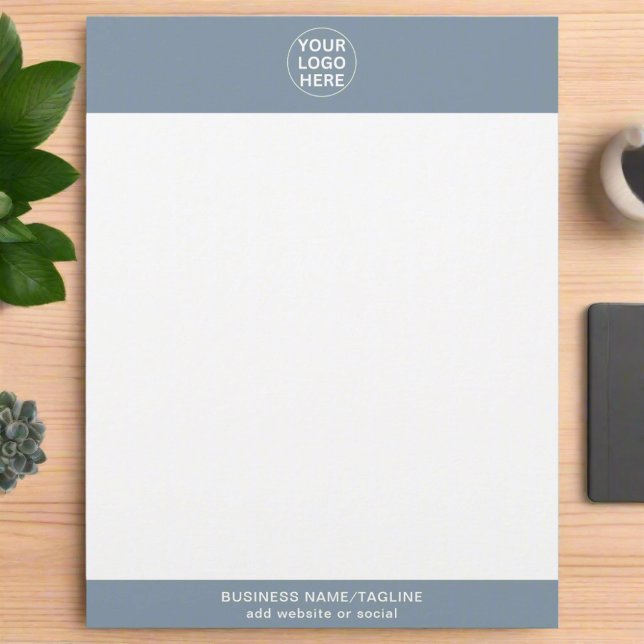 Professional Company Logo & Text Dusty Blue  Custom Letterhead (Creator Uploaded)