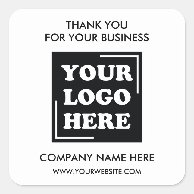 Professional Company Logo Thank You Square Sticker (Front)