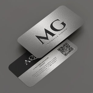Professional Company Silver Monogram Modern Business Card