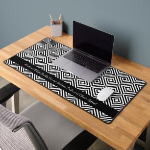 Professional Company Tagline Black & White Pattern Desk Mat