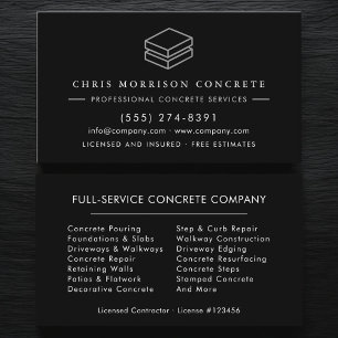 Professional Concrete Cement Contractor Business Card