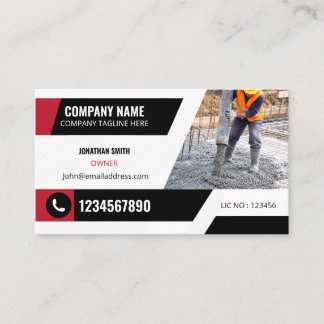 Professional Concrete Construction Contractor Business Card