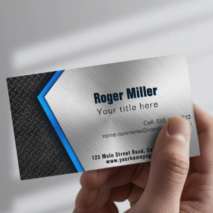 Professional Construction Builder Metal Business Card