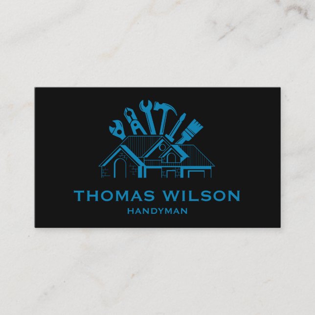 Professional Construction Handyman Carpenter Tools Business Card (Front)