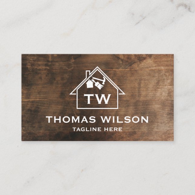 Professional Construction Handyman Carpenter Tools Business Card (Front)