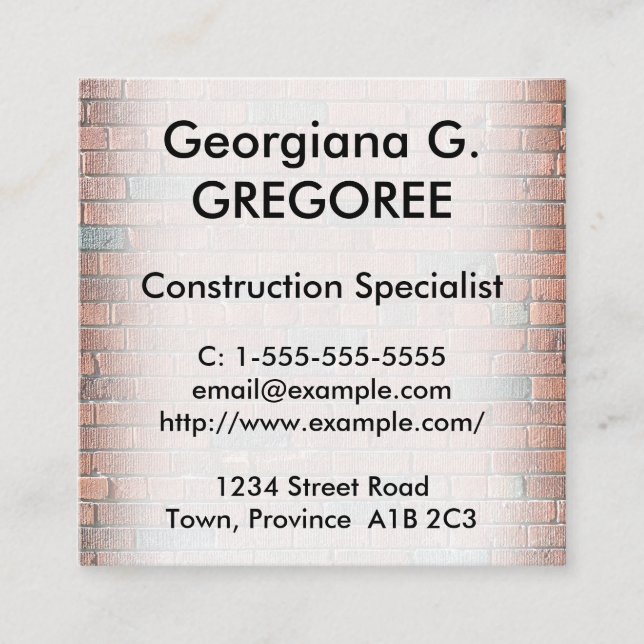 Professional Construction Specialist Business Card (Front)