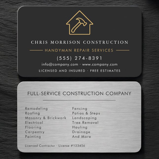 Professional Construction Tradesman Business Card (Creator Uploaded)