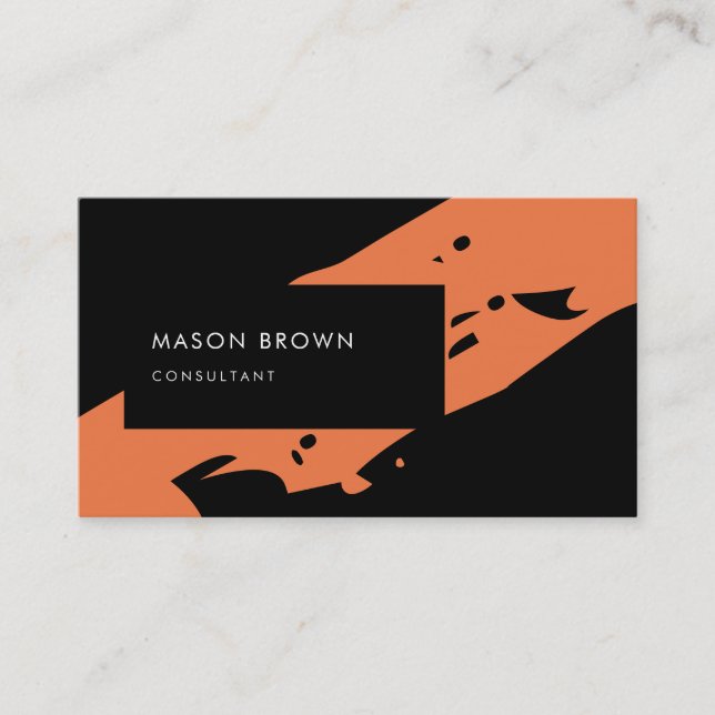Professional Consultant Modern Black Orange Business Card (Front)