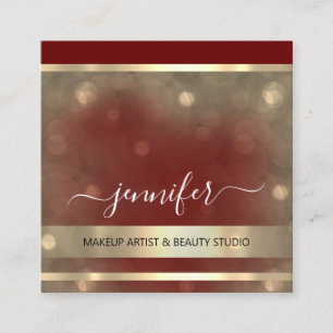 Professional Consulting Hairdresser Gold Maroon Square Business Card