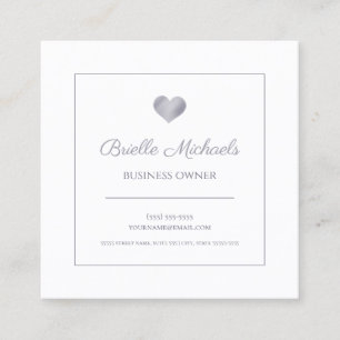 Professional Contact Card Simple Silver Heart Logo