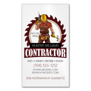 Professional Contractor Construction Carpentry Magnetic Business Card