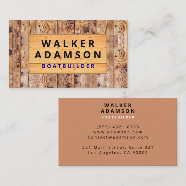 Professional Contractor - Looks like Rustic wood Business Card (Front/Back)