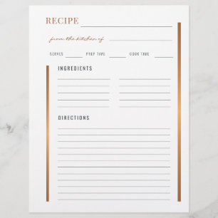 Professional cook elegant gold blank recipe flyer