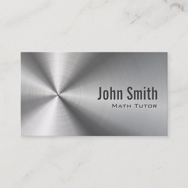 Professional Cool Metal Background Math Tutor Business Card (Front)