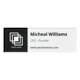 Professional Corporate Black Simple  Name Tag