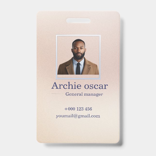 Professional Corporate Executive Photo Business ID Badge (Front)