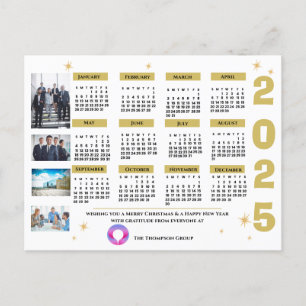 Professional Corporate Greeting 2025 Year Calendar Holiday Postcard