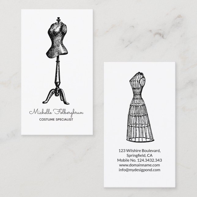 Professional Costume Designer Specialist Stylist Business Card (Front/Back)