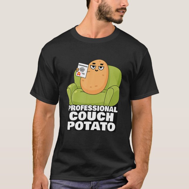 Professional Couch Potato Lazy Day Gift Funny Meme T-Shirt (Front)