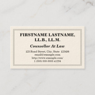 Professional Counsellor At Law Business Card