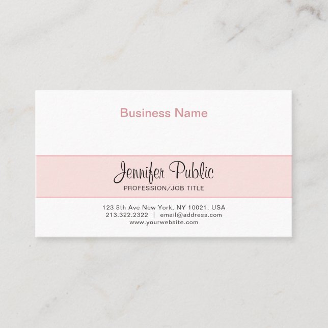 Professional Creative Design Elegant Pink Modern Business Card (Front)