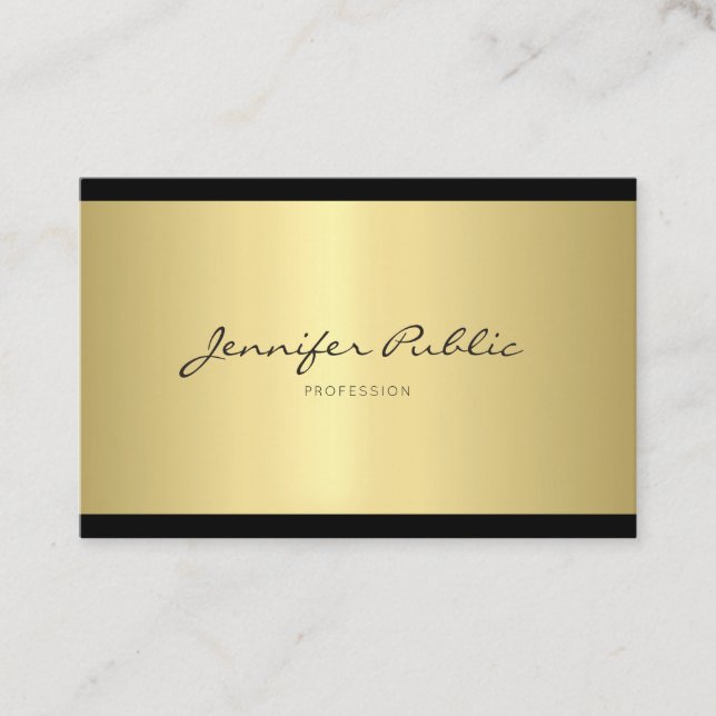 Professional Creative Minimalist Design Gold Business Card (Front)