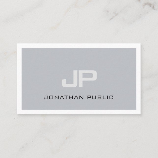 Professional Creative Monogram Chic Plain Trendy Business Card (Front)