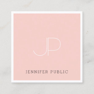 Professional Creative Monogram Modern Blush Pink Square Business Card