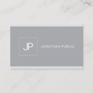 Professional Creative Monogram Modern Simple Grey Business Card
