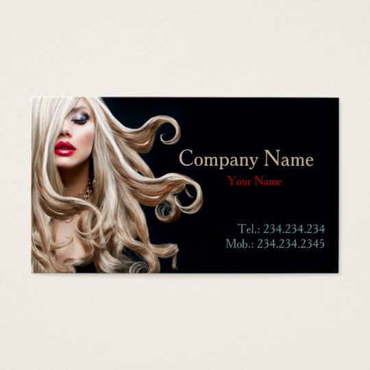 Professional Curly Model Blonde Hair Stylist Card