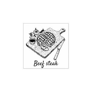 Professional Custom Beef steak Wedding Meal Choice Rubber Stamp