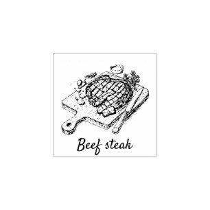 Professional Custom Beef steak Wedding Meal Choice Rubber Stamp