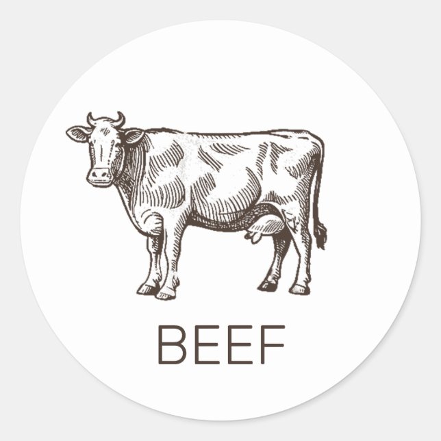 Professional Custom Beef Wedding Meal Choice   Cla Classic Round Sticker (Front)