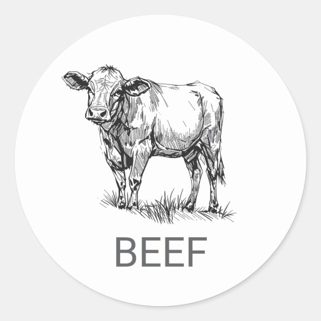 Professional Custom Beef Wedding Meal Choice   Cla Classic Round Sticker (Front)