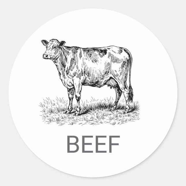 Professional Custom Beef Wedding Meal Choice  Classic Round Sticker (Front)