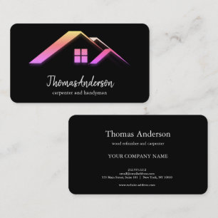 Professional Custom Black Building Construction Business Card