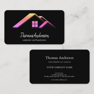 Professional Custom Black Building Construction Business Card