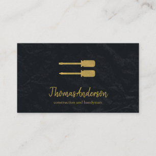 Professional Custom Black Building Construction  Business Card