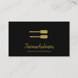 Professional Custom Black Building Construction  Business Card