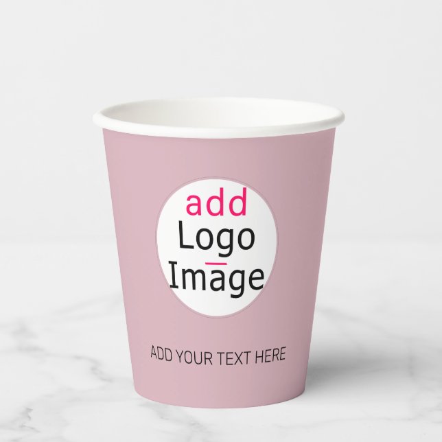 Professional Custom Business Dusty Rose Hue Paper Cups (Front)