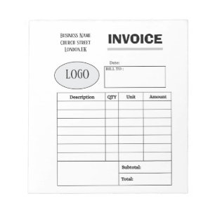 Professional custom business invoice notepad