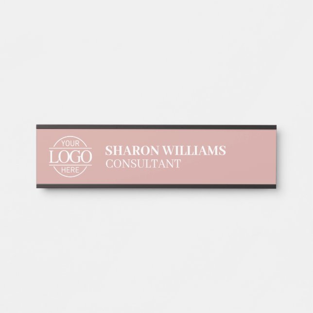 Professional Custom Business Logo Job Title Dusty  Door Sign (Front)