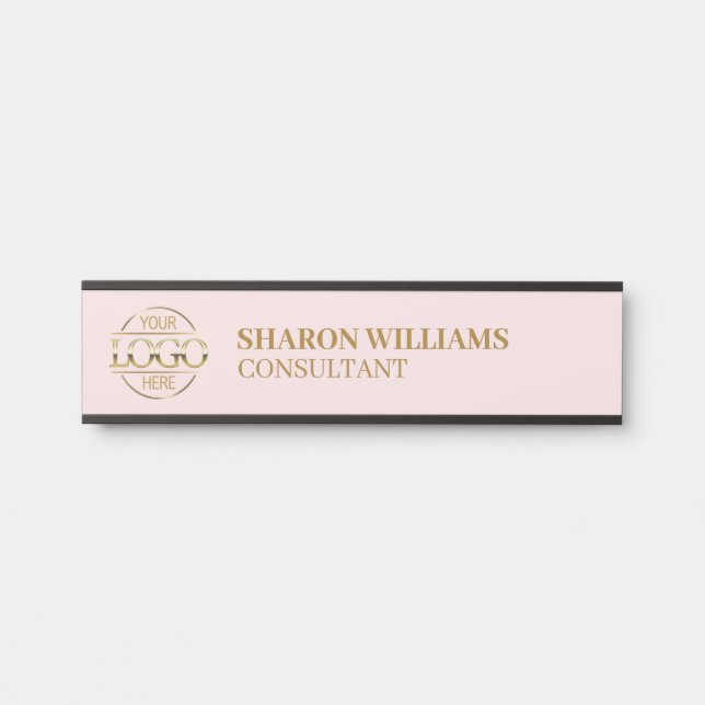 Professional Custom Business Logo Job Title Pink Door Sign (Front)