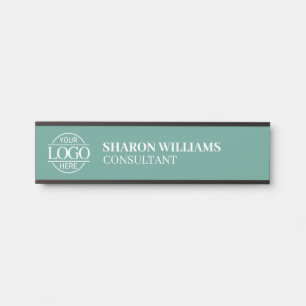 Professional Custom Business Logo Job Title Teal Door Sign